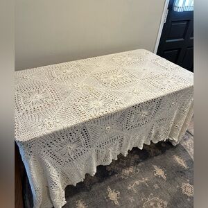 Elegant Cream Crochet Tablecloth